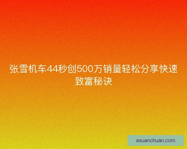 张雪机车44秒创500万销量轻松分享快速致富秘诀